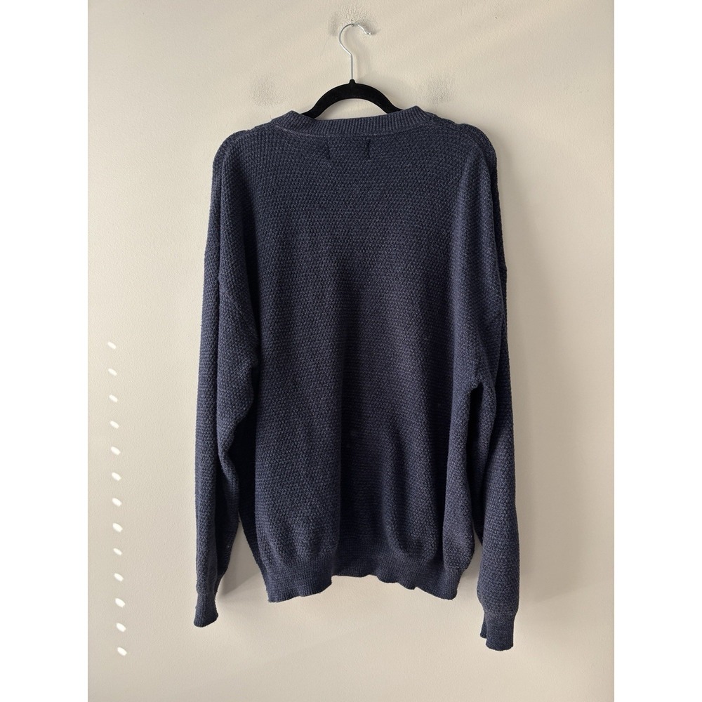 Vintage 90'S WOOLRICH Henley Cotton Knit Navy Sweater Made in USA Men's Size XXL - Picture 6 of 8